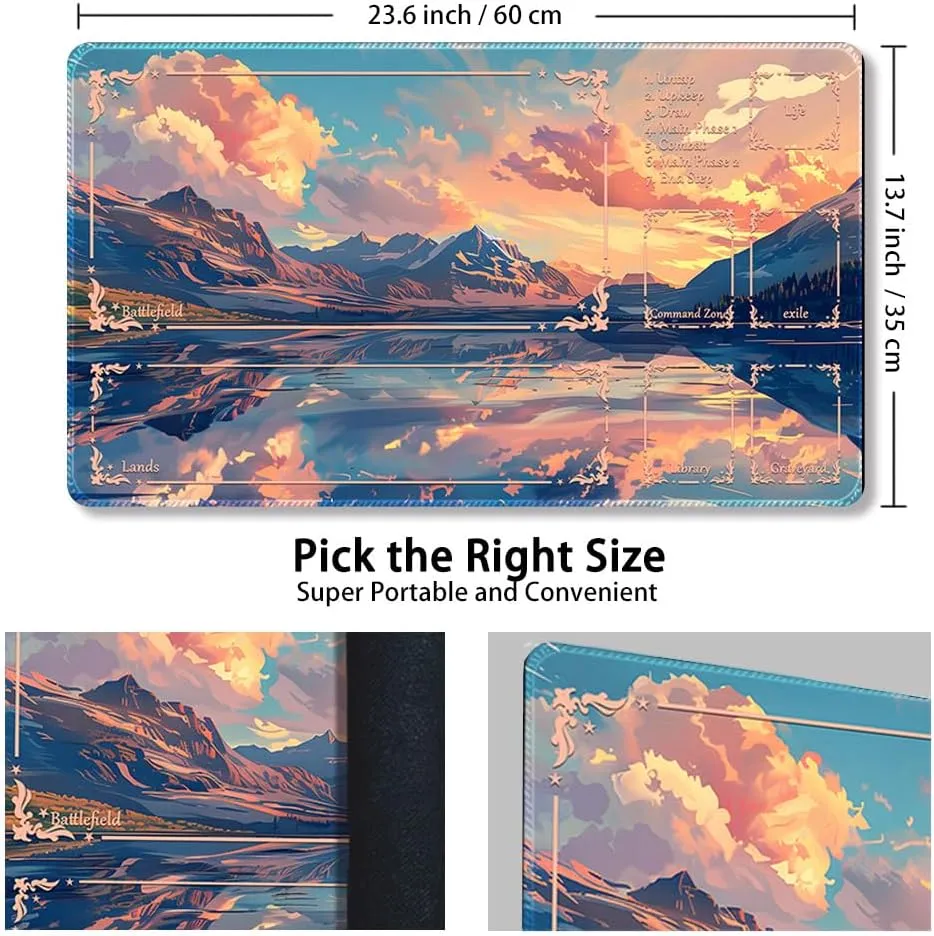 Durable MTG Playmat TCG Playmat with Zone and Locking Edges for MTG Gaming - Includes Waterproof Storage Bag (playmat (7),with Zone)