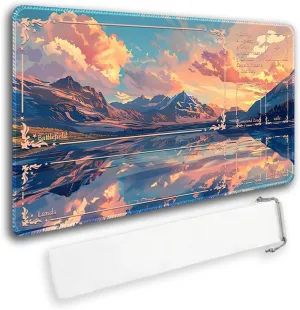 Durable MTG Playmat TCG Playmat with Zone and Locking Edges for MTG Gaming - Includes Waterproof Storage Bag (playmat (7),with Zone)