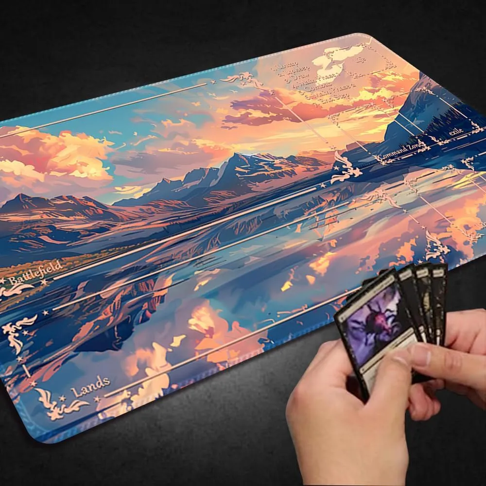 Durable MTG Playmat TCG Playmat with Zone and Locking Edges for MTG Gaming - Includes Waterproof Storage Bag (playmat (7),with Zone)