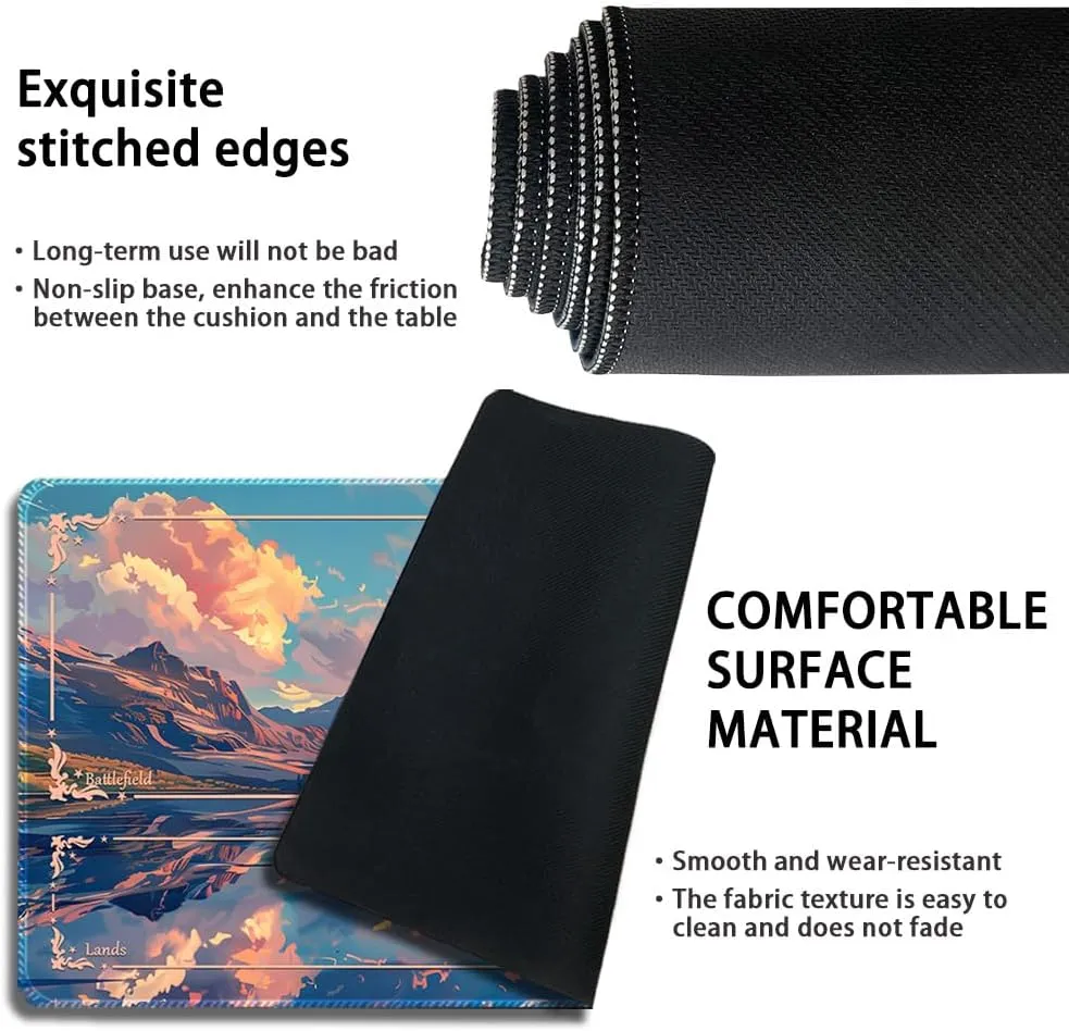 Durable MTG Playmat TCG Playmat with Zone and Locking Edges for MTG Gaming - Includes Waterproof Storage Bag (playmat (7),with Zone)