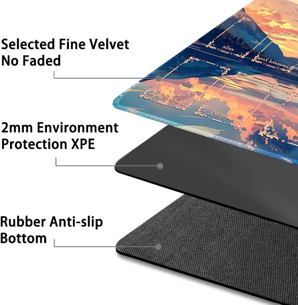 Durable MTG Playmat TCG Playmat with Zone and Locking Edges for MTG Gaming - Includes Waterproof Storage Bag (playmat (7),with Zone)