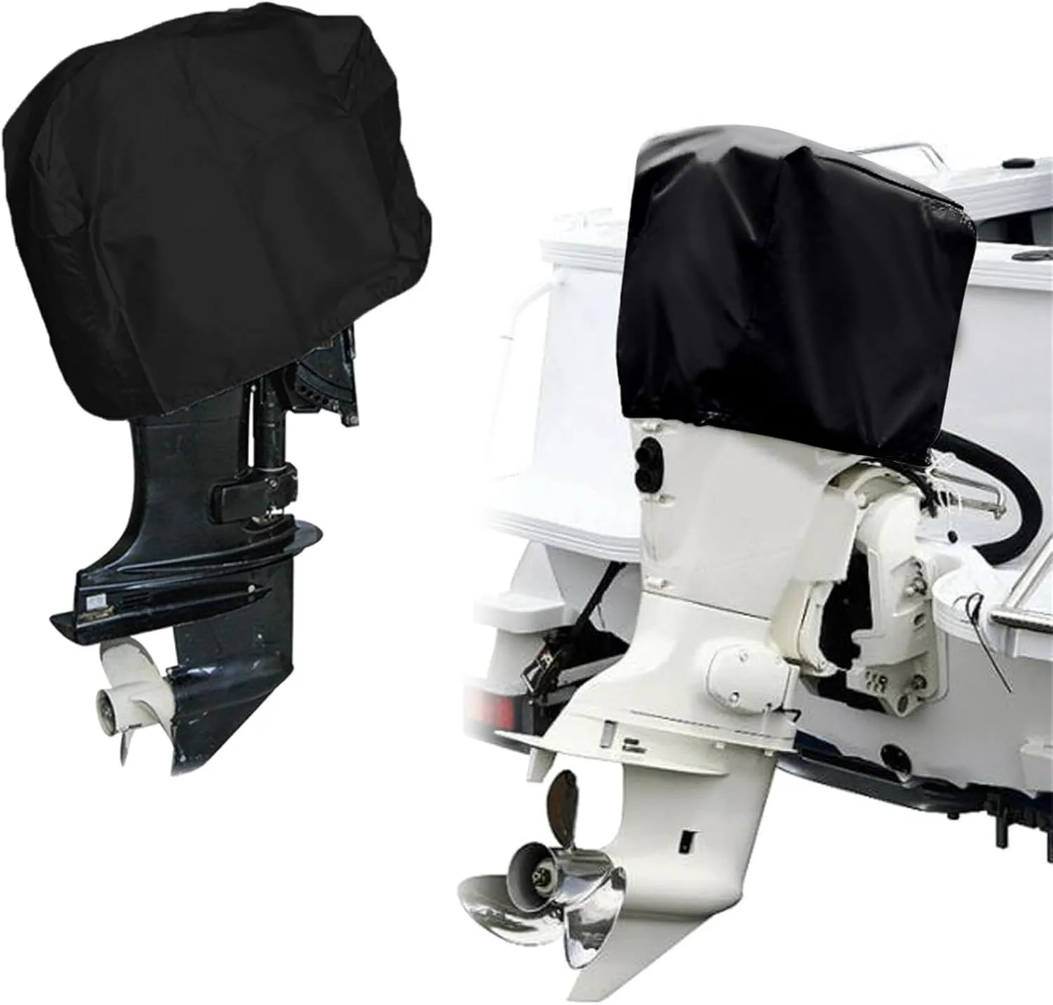 Dustproof Explore Land Outboard Motor Cover 210D Thick Oxford Cloth 60-100 HP Rainproof Windproof Tear-Resistant Propeller Mounted Engine Cover Black
