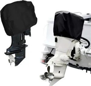 Dustproof Explore Land Outboard Motor Cover 210D Thick Oxford Cloth 60-100 HP Rainproof Windproof Tear-Resistant Propeller Mounted Engine Cover Black