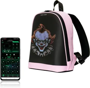 Dynamic Backpack, Smart LED Backpack Mini Fashion Shoulder Bag Programmable Daily Use Cycling Travel Daypack App Control (pink)