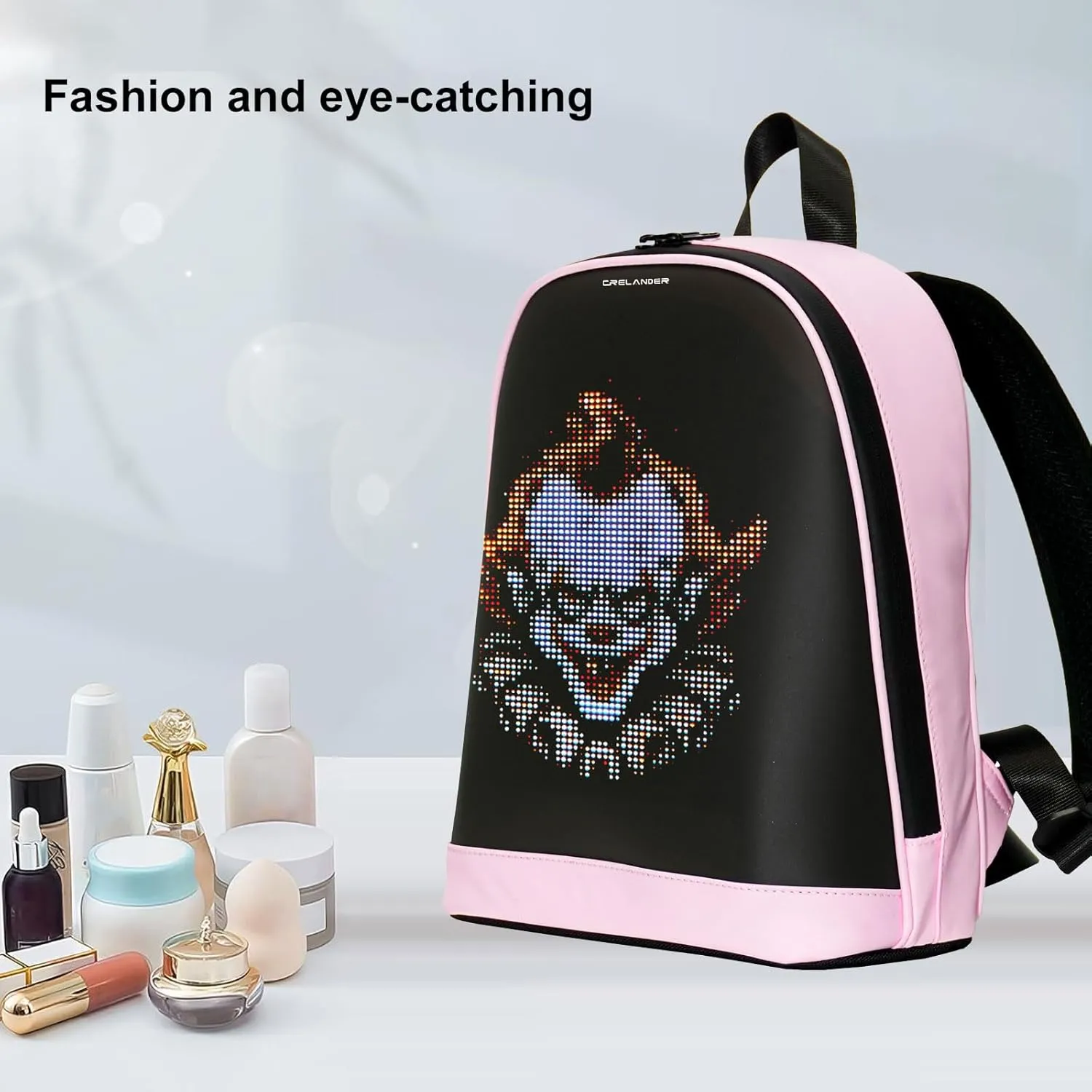 Dynamic Backpack, Smart LED Backpack Mini Fashion Shoulder Bag Programmable Daily Use Cycling Travel Daypack App Control (pink)