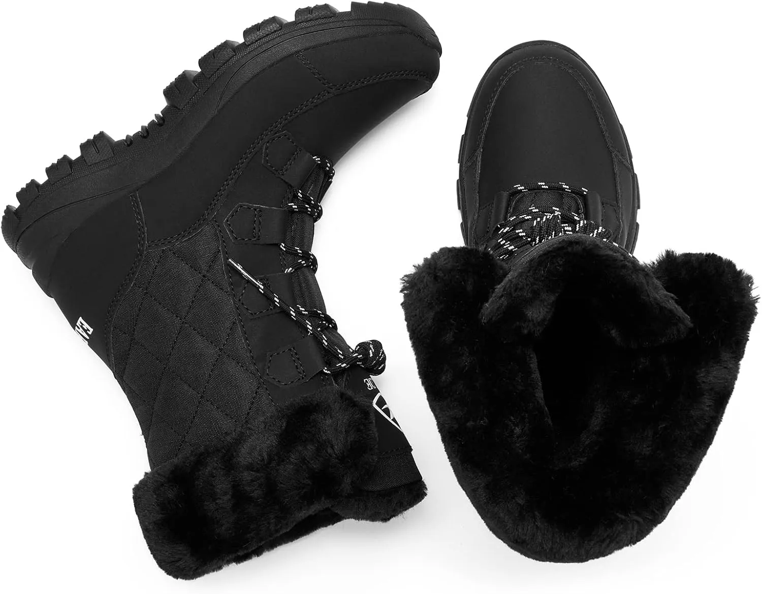 EARLDE Women’s Snow Boot With Waterproof Lace Up Mid-Calf Outdoor Winter Deep Tread Rubber Sole