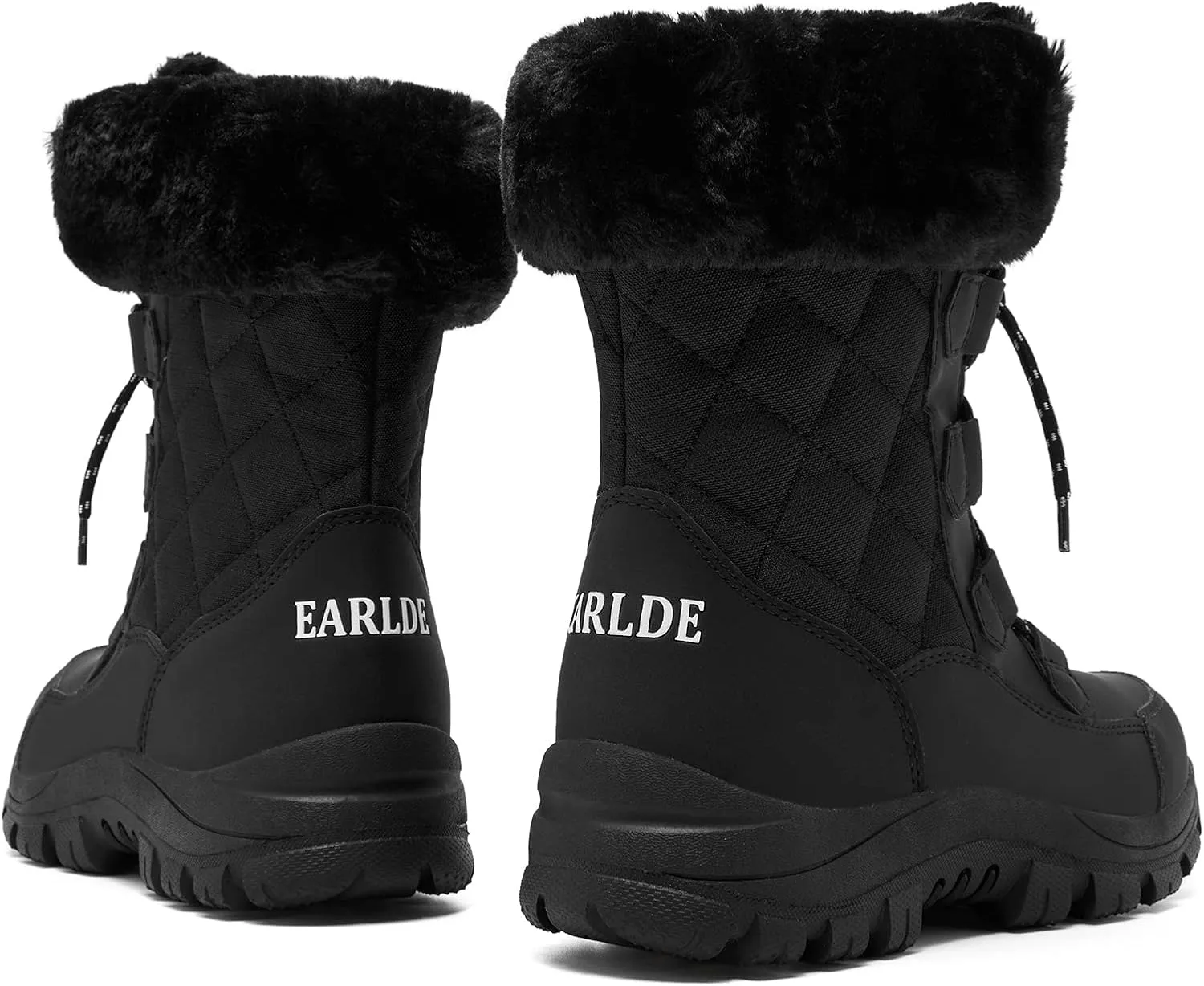 EARLDE Women’s Snow Boot With Waterproof Lace Up Mid-Calf Outdoor Winter Deep Tread Rubber Sole