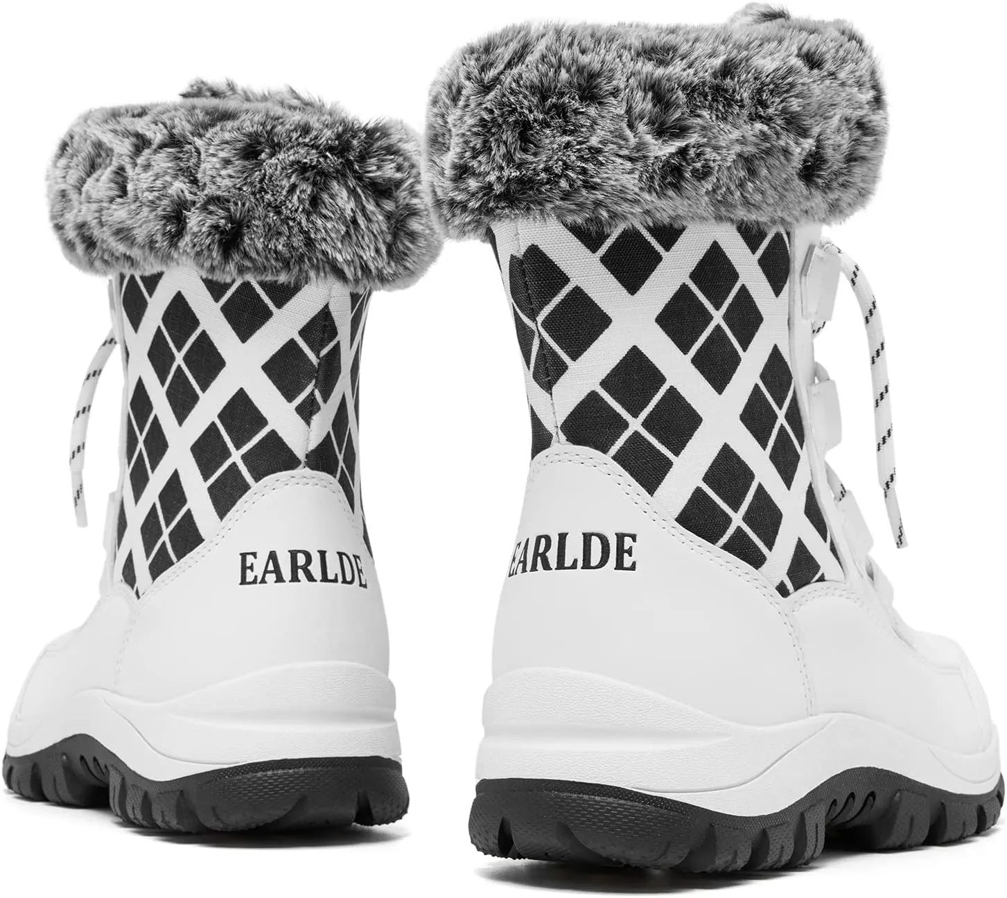 EARLDE Women’s Snow Boot With Waterproof Lace Up Mid-Calf Outdoor Winter Deep Tread Rubber Sole