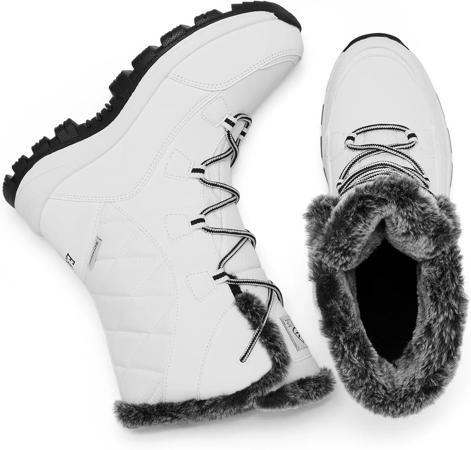 EARLDE Women’s Snow Boot With Waterproof Lace Up Mid-Calf Outdoor Winter Deep Tread Rubber Sole