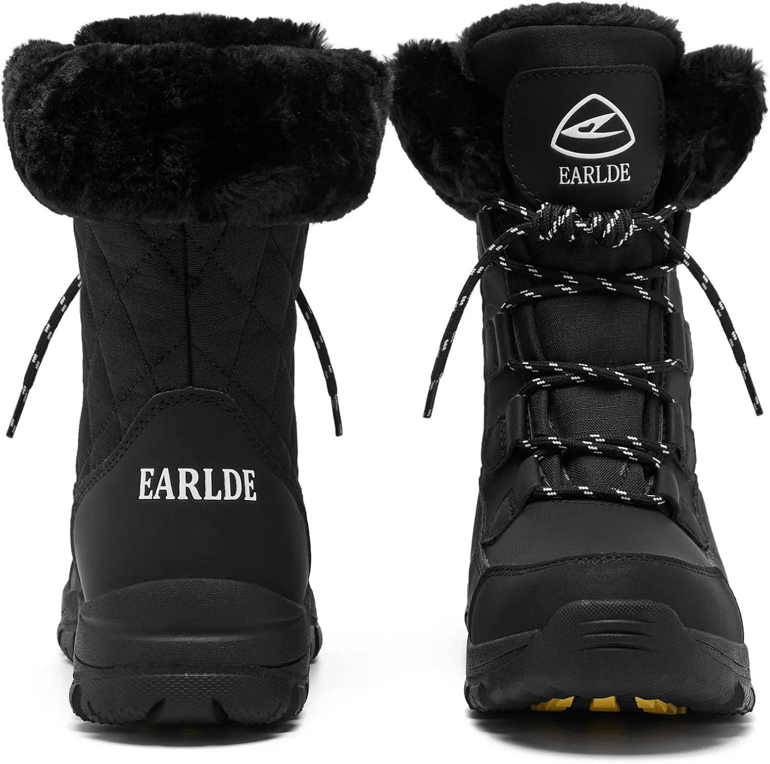 EARLDE Women’s Snow Boot With Waterproof Lace Up Mid-Calf Outdoor Winter Deep Tread Rubber Sole