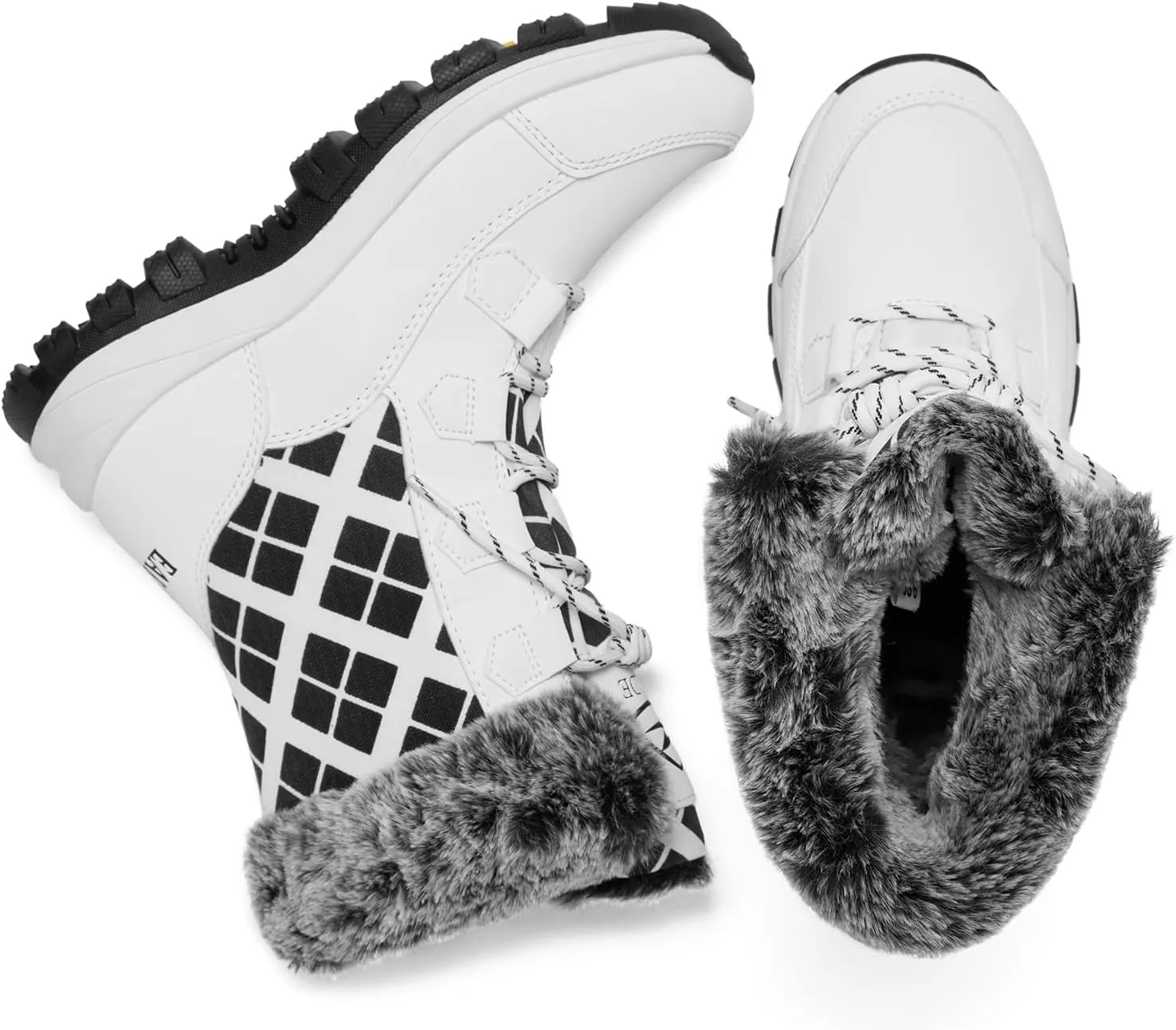 EARLDE Women’s Snow Boot With Waterproof Lace Up Mid-Calf Outdoor Winter Deep Tread Rubber Sole
