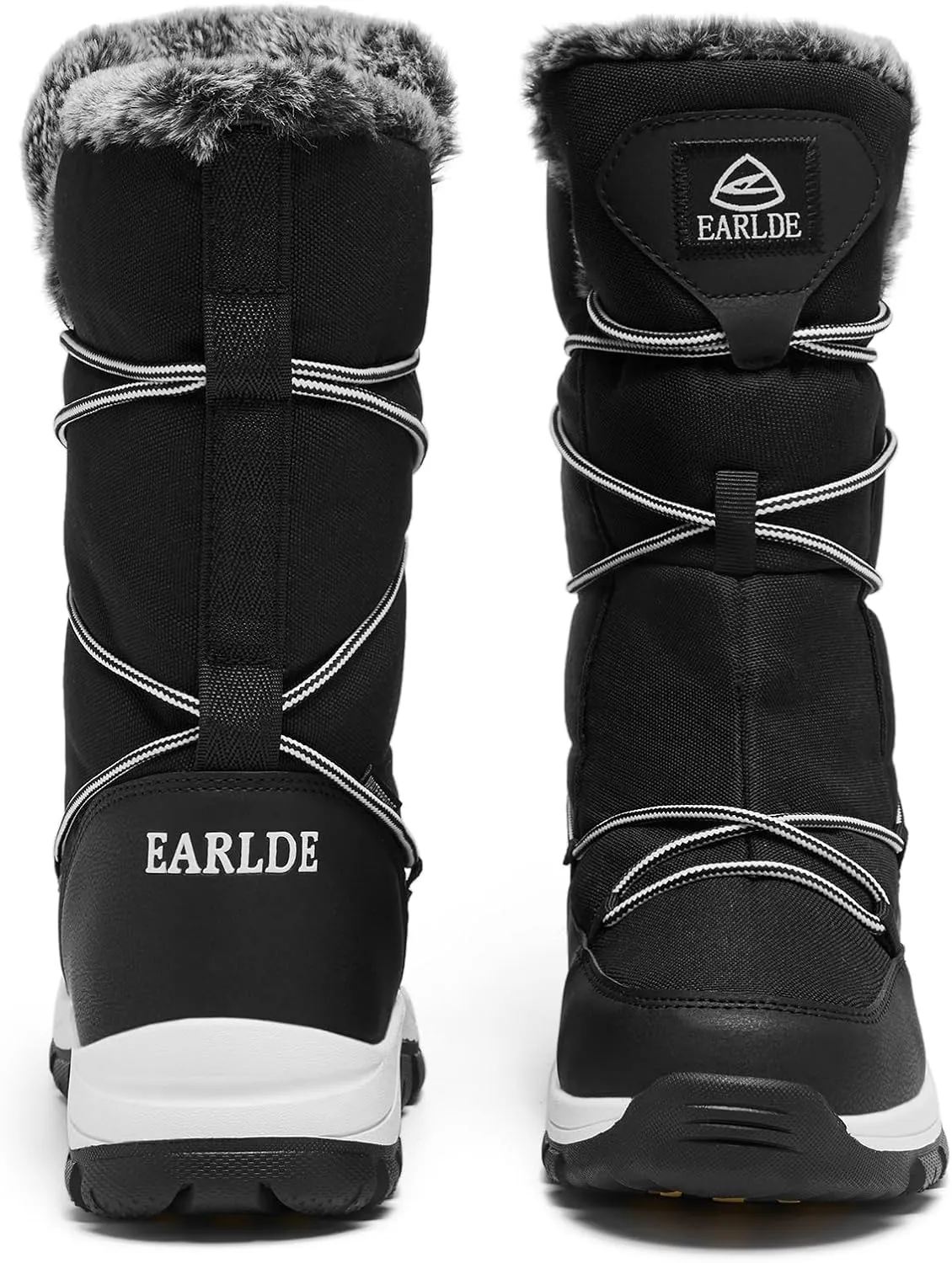 EARLDE Women’s Snow Boot With Waterproof Lace Up Mid-Calf Outdoor Winter Deep Tread Rubber Sole