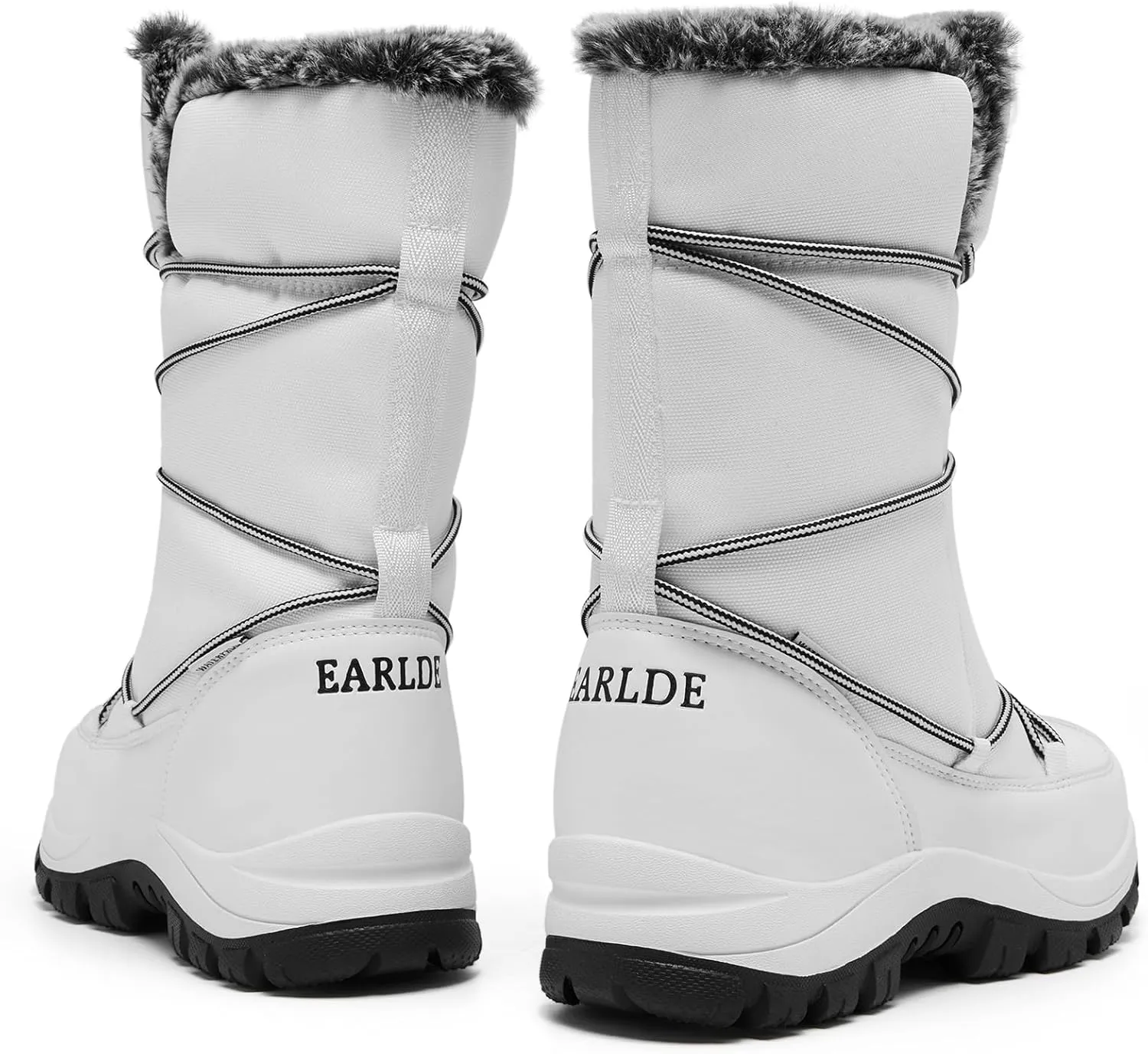 EARLDE Women’s Snow Boot With Waterproof Lace Up Mid-Calf Outdoor Winter Deep Tread Rubber Sole