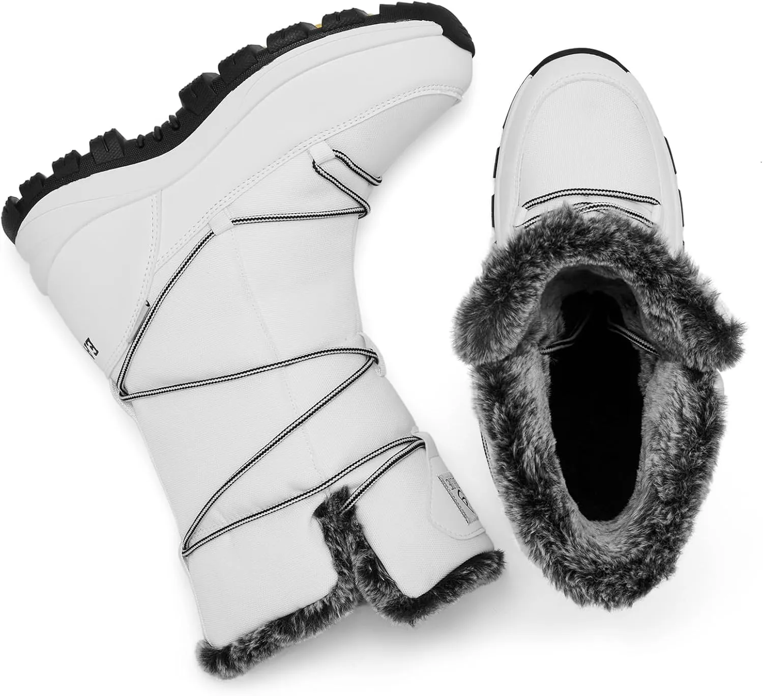 EARLDE Women’s Snow Boot With Waterproof Lace Up Mid-Calf Outdoor Winter Deep Tread Rubber Sole