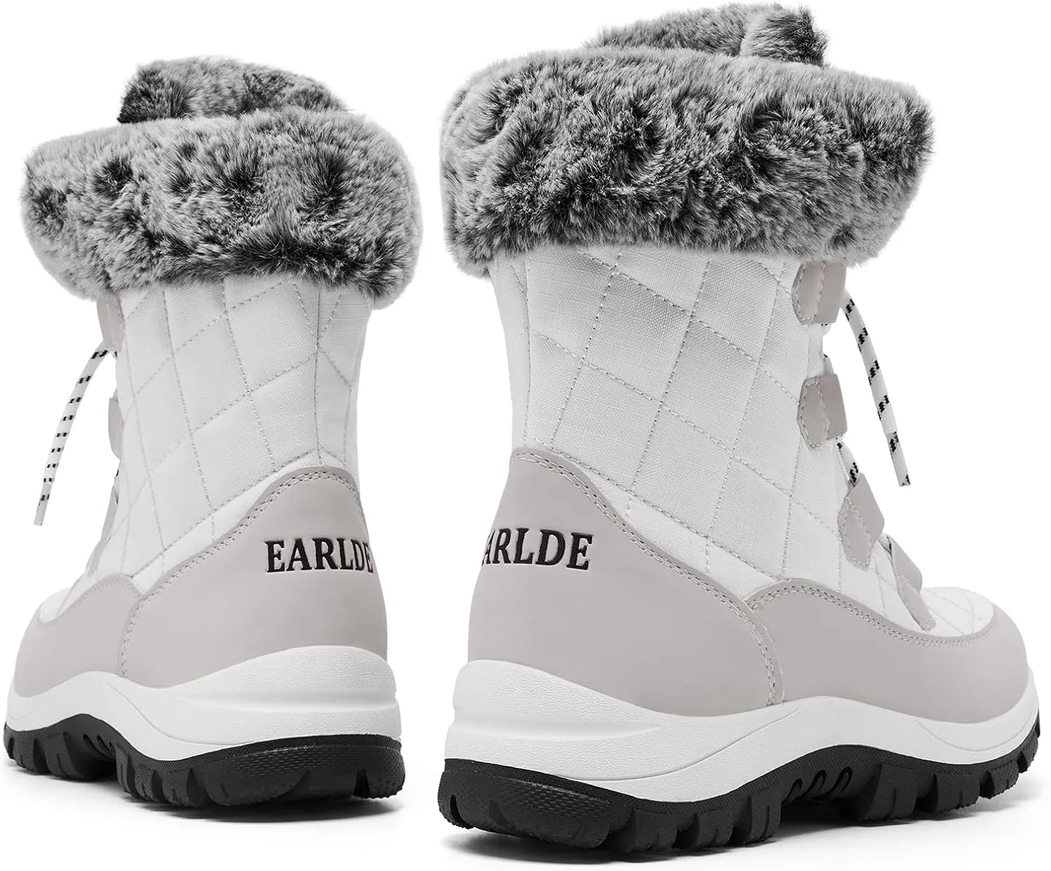 EARLDE Women’s Snow Boot With Waterproof Lace Up Mid-Calf Outdoor Winter Deep Tread Rubber Sole