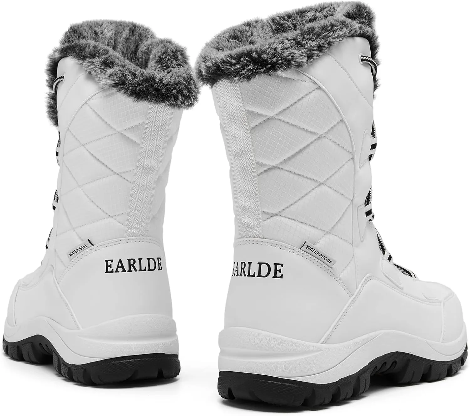 EARLDE Women’s Snow Boot With Waterproof Lace Up Mid-Calf Outdoor Winter Deep Tread Rubber Sole