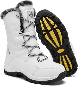 EARLDE Women’s Snow Boot With Waterproof Lace Up Mid-Calf Outdoor Winter Deep Tread Rubber Sole