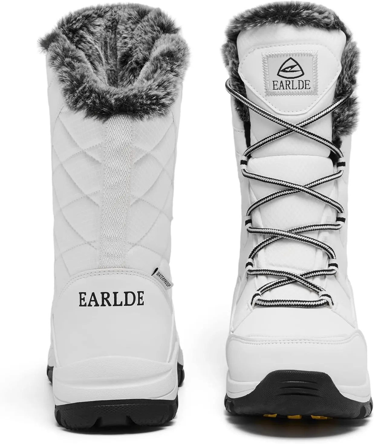 EARLDE Women’s Snow Boot With Waterproof Lace Up Mid-Calf Outdoor Winter Deep Tread Rubber Sole