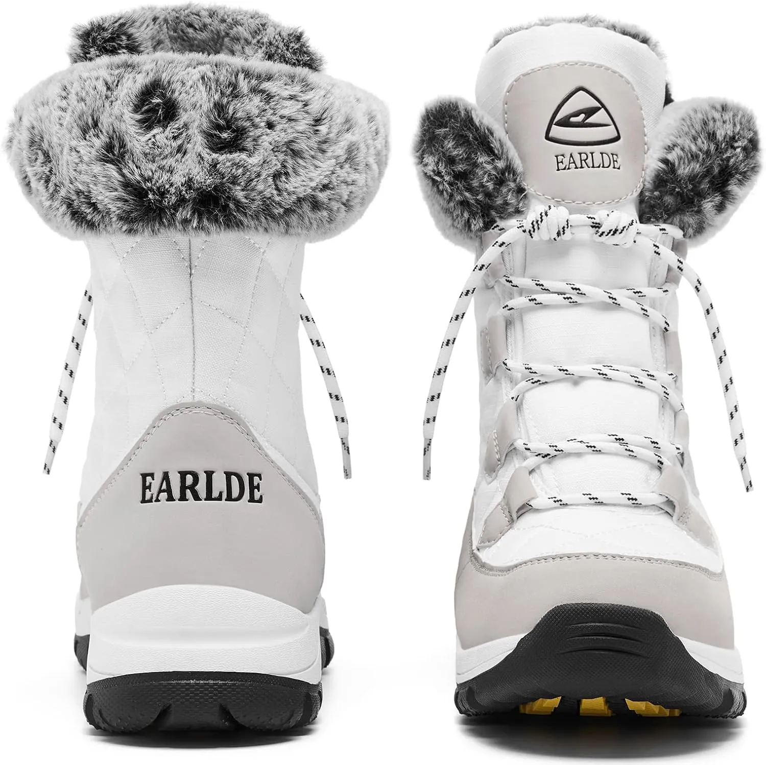 EARLDE Women’s Snow Boot With Waterproof Lace Up Mid-Calf Outdoor Winter Deep Tread Rubber Sole