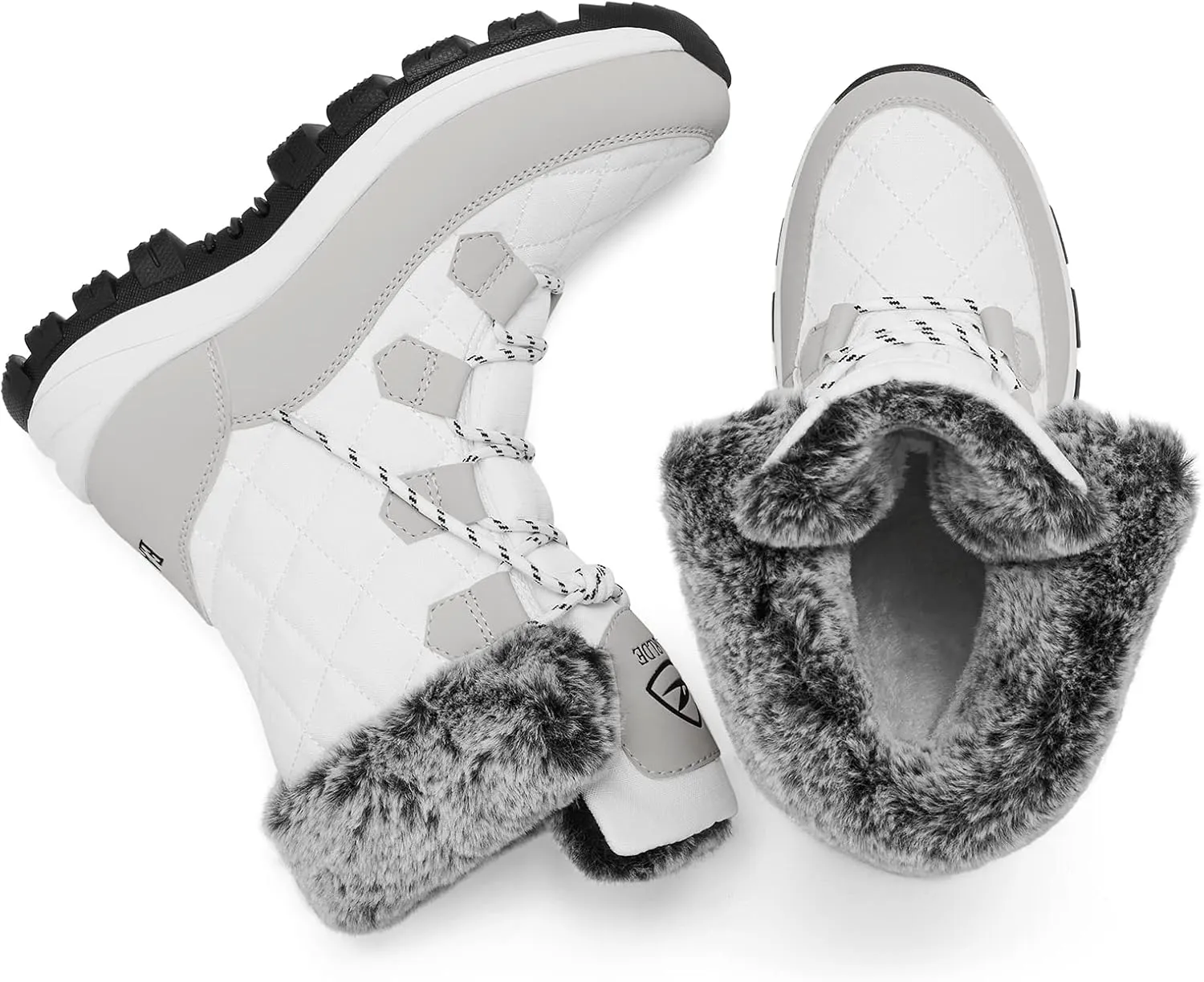 EARLDE Women’s Snow Boot With Waterproof Lace Up Mid-Calf Outdoor Winter Deep Tread Rubber Sole