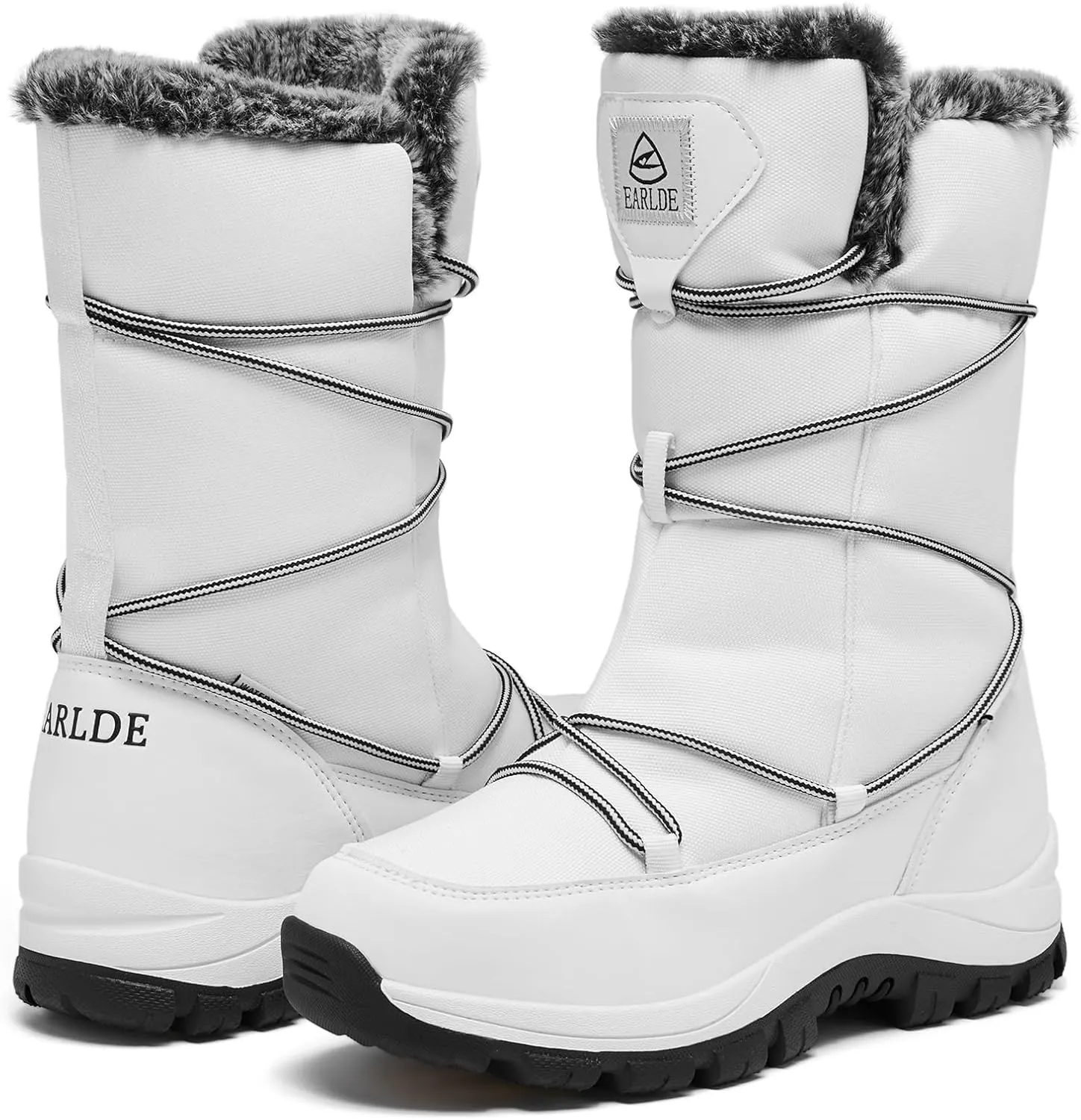 EARLDE Women’s Snow Boot With Waterproof Lace Up Mid-Calf Outdoor Winter Deep Tread Rubber Sole