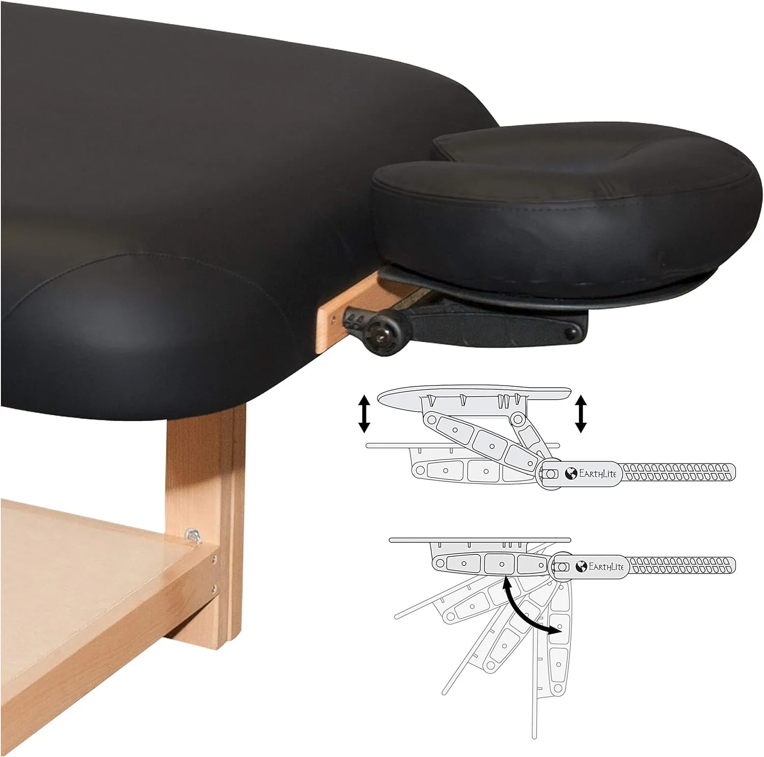 EARTHLITE Treatment Table TERRA –Strong, Comfortable & Adjustable (24.5-33”) Wooden Massage Table with Face Cradle & Face Pillow (30x73”)