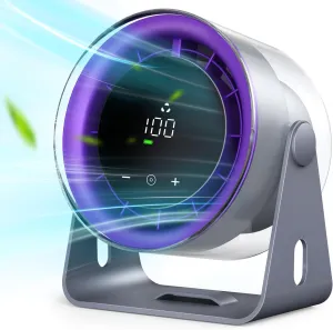 EasyAcc Desk Fan With Battery Powered, Quiet, 100 Speeds, Adjustable Head, Smart Digital Display, Table Travel Fan for Bedroom, Office Travel Camping Kitchen Home