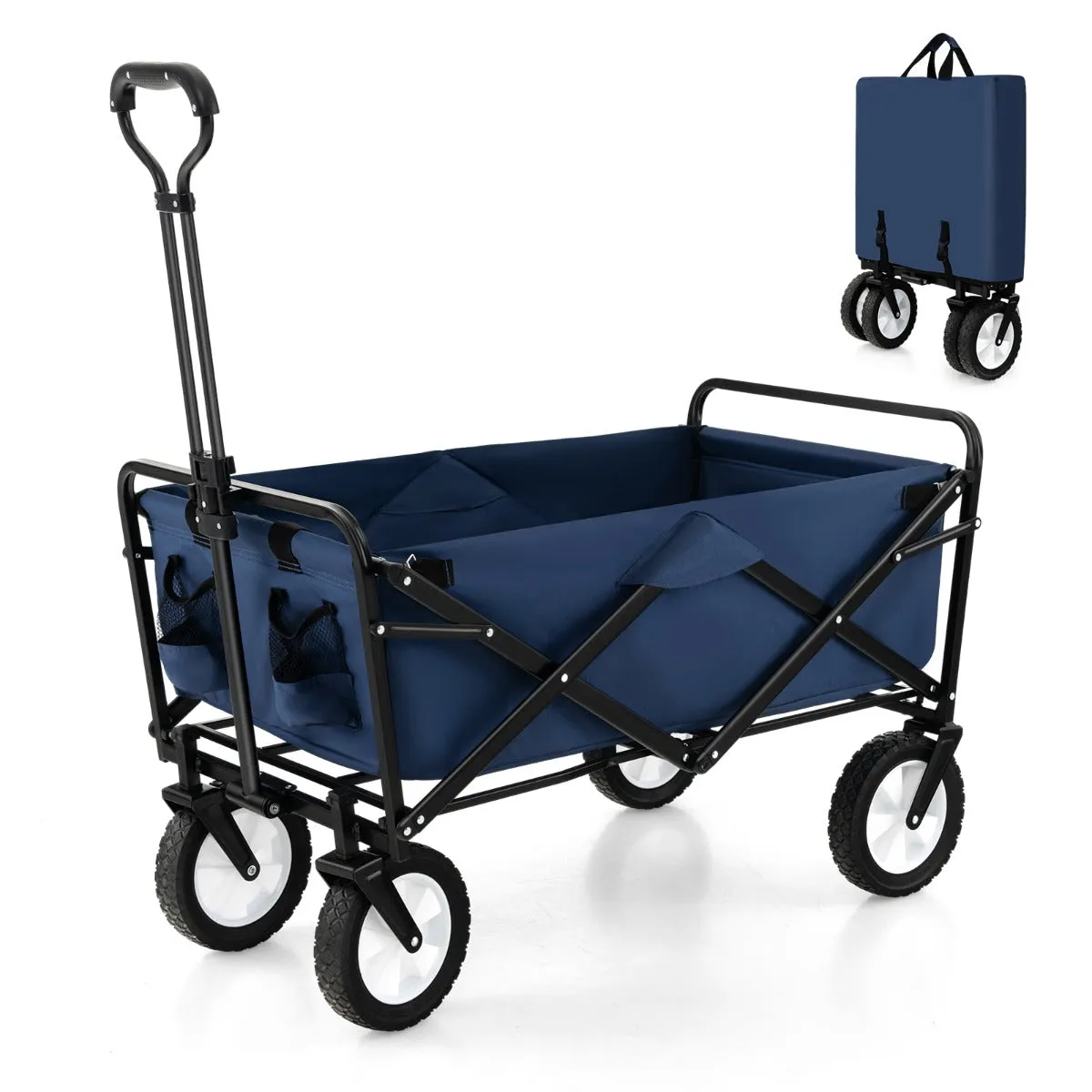 eavy Duty Camping Garden Cart with Adjustable Handle and Drink Holders
