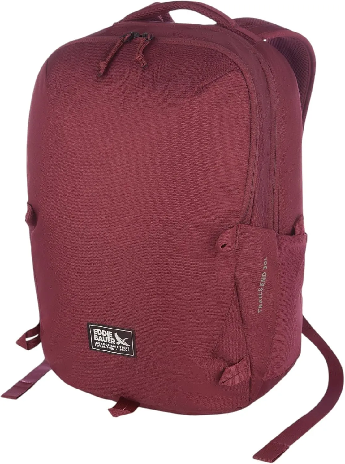 Eddie Bauer Trail Ends Backpack 28L | Laptop Sleeve | EDC | Work | Commuting | Side Pockets | Padded Shoulder | Mesh Back, Black Cherry