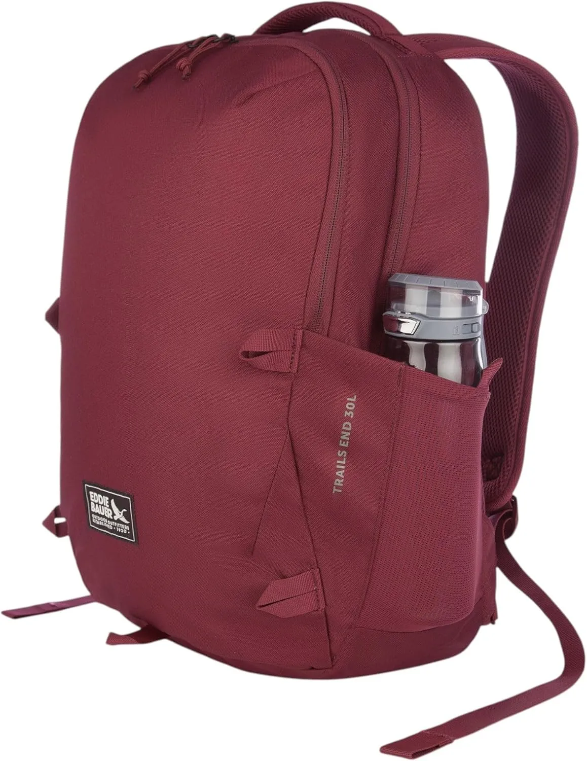 Eddie Bauer Trail Ends Backpack 28L | Laptop Sleeve | EDC | Work | Commuting | Side Pockets | Padded Shoulder | Mesh Back, Black Cherry