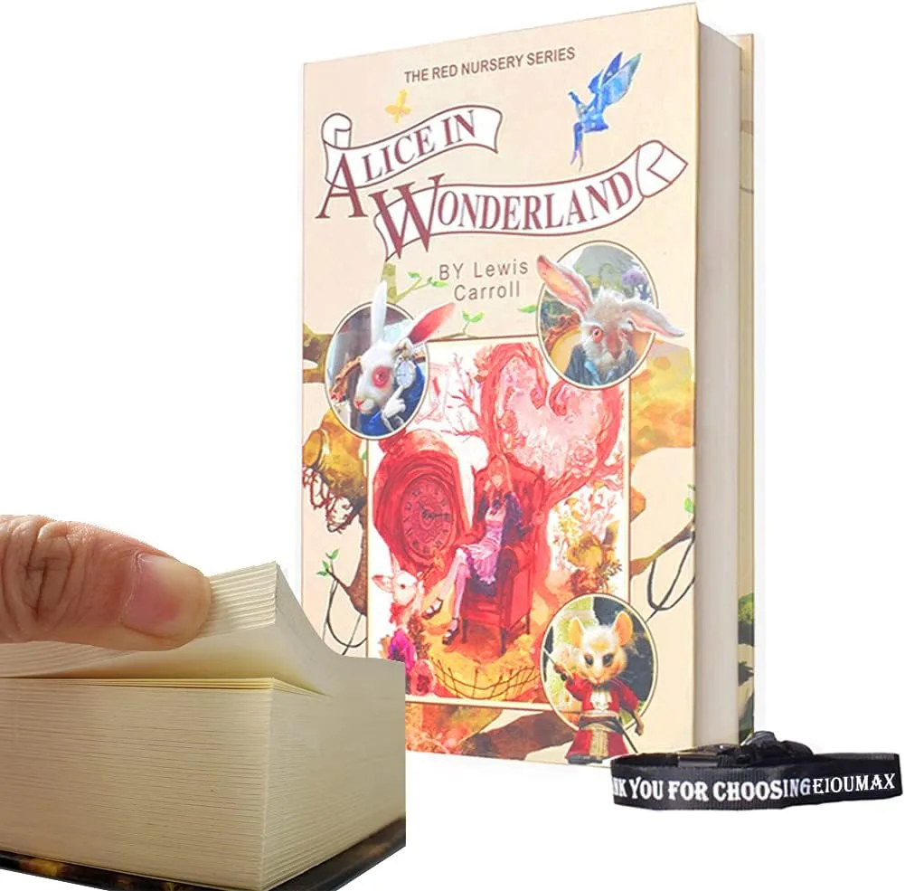 EIOUMAX Real Paper Diversion Book Safe with key Secret Box Collection Box-Alice In Wonderland