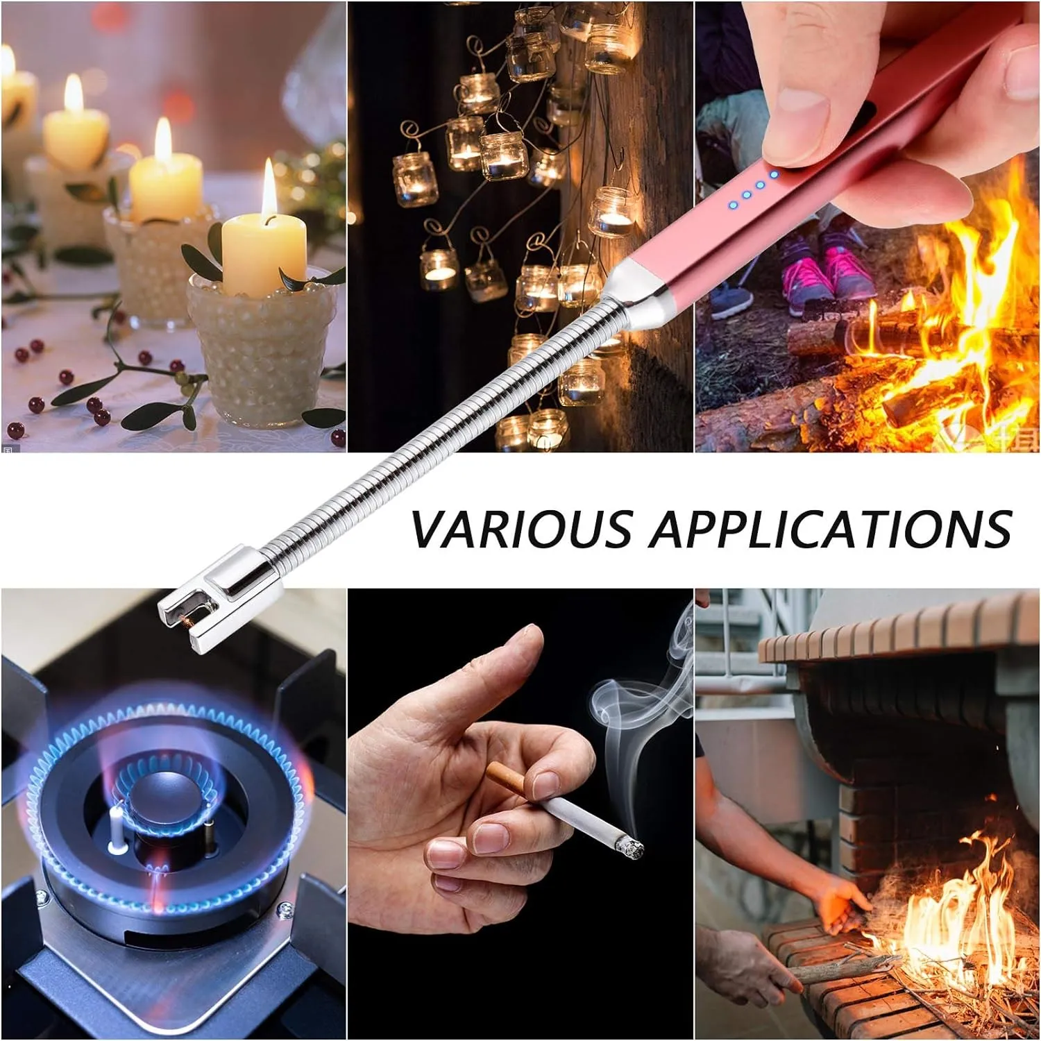 Electric Candle Lighter Birthday Mother‘s Day Gifts for Mom from Daughter Son, USB Arc Rechargeable Windproof Long Lighter for Candle, Gift for Mom Women Men Wife Sister