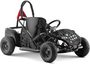 Electric Go Kart, 48V Powered Ride On Car, Steel Tubular Frame, Seat Belt, 13 inch All-Terrain Tires, Parental Speed Control, Max 20 Mph (Black)