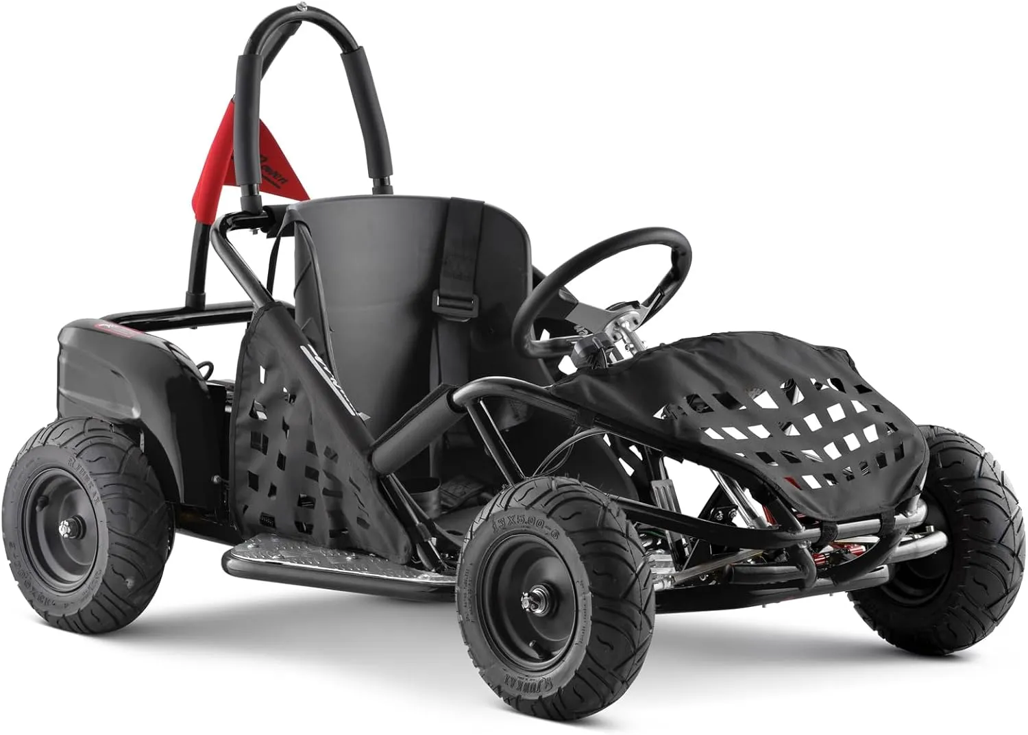 Electric Go Kart, 48V Powered Ride On Car, Steel Tubular Frame, Seat Belt, 13 inch All-Terrain Tires, Parental Speed Control, Max 20 Mph (Black)