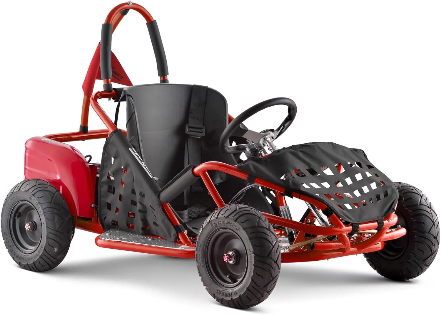 Electric Go Kart, 48V Powered Ride On Car, Steel Tubular Frame, Seat Belt, 13 inch All-Terrain Tires, Parental Speed Control, Max 20 Mph (RED)
