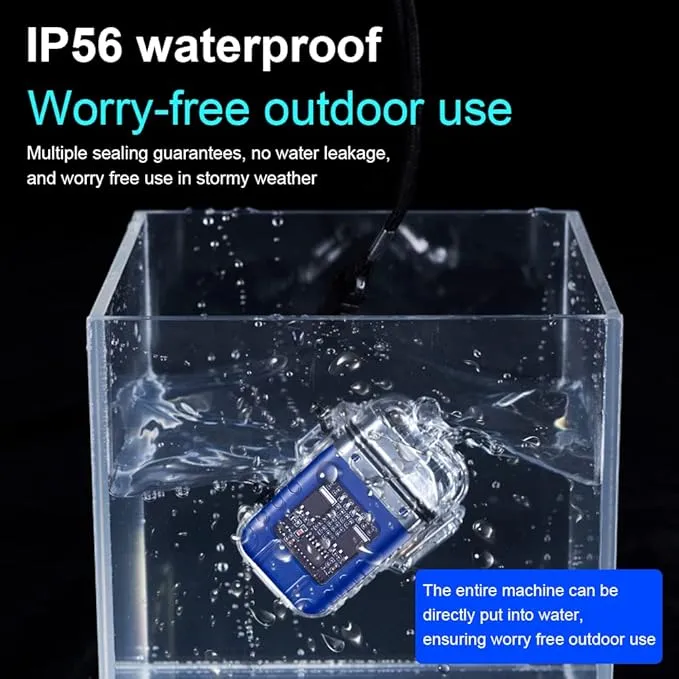 Electric Lighter Rechargeable Waterproof IP56 System Dual Arc Lighter with Flashlight LED Batterry Indicator Outdoor Windproof Lighter with Lanyard for Camping Survival Emergency