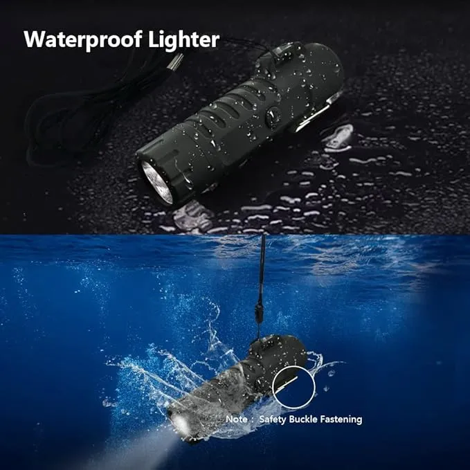 Electric Lighter Rechargeable, Waterproof Lighter Plasma Lighter with Flashlight Windproof ARC Lighter Flameless for Camping Hiking(Black)