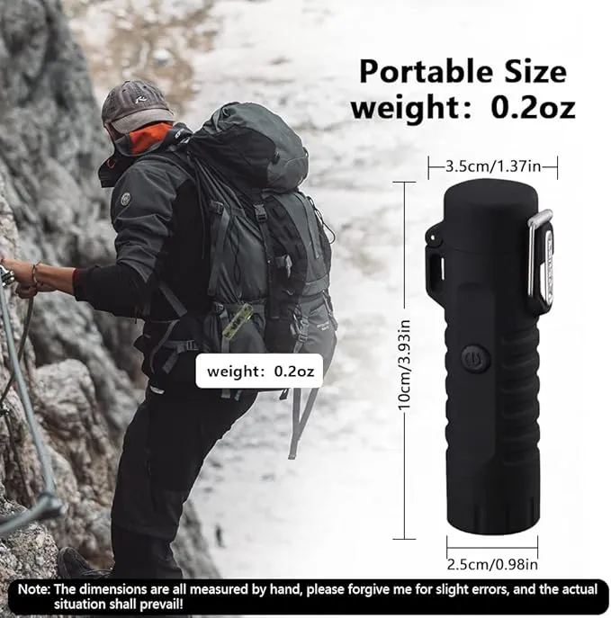 Electric Lighter Rechargeable, Waterproof Lighter Plasma Lighter with Flashlight Windproof ARC Lighter Flameless for Camping Hiking(Black)