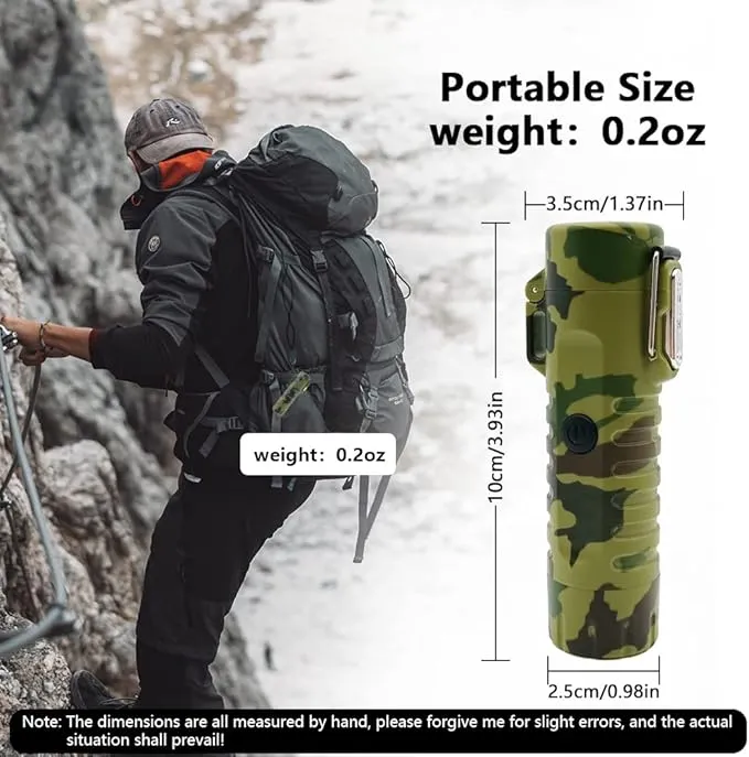 Electric Lighter Rechargeable, Waterproof Lighter Plasma Lighter with Flashlight Windproof ARC Lighter Flameless for Camping Hiking(Camouflage)