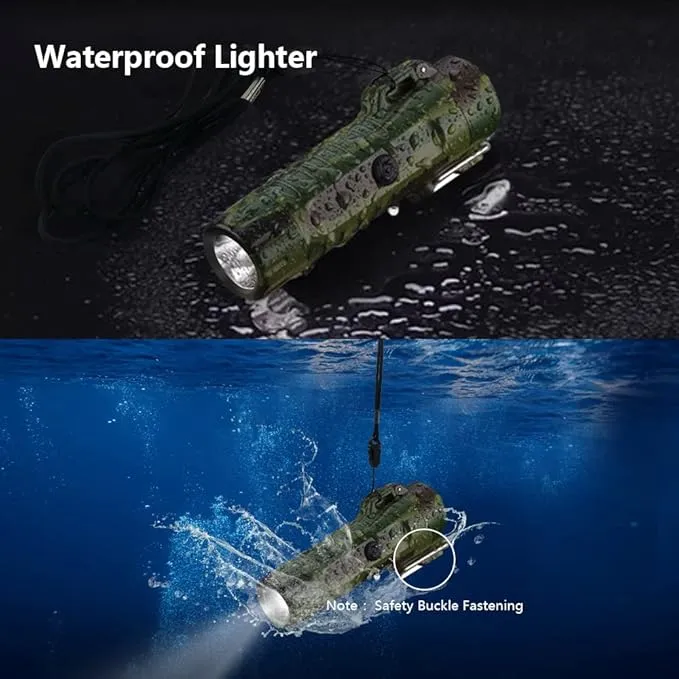 Electric Lighter Rechargeable, Waterproof Lighter Plasma Lighter with Flashlight Windproof ARC Lighter Flameless for Camping Hiking(Camouflage)