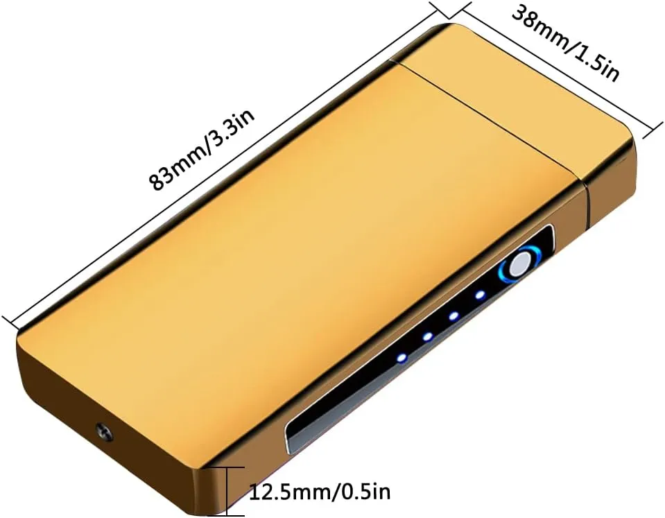 Electric Lighter Windproof, Flame Electric Lighter Plasma-Flame Arc Lighter Rechargeable USB Lighter Flame Lighter with Battery Indicator (Gold)