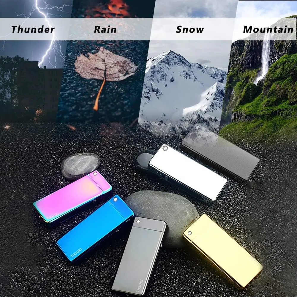 Electric Lighters Rechargeable with Projection Flameless Windproof Plasma Arc Lighter with Battery Indicator Portable Pocket Lighter for Candles,Fireworks （Matte Dark）