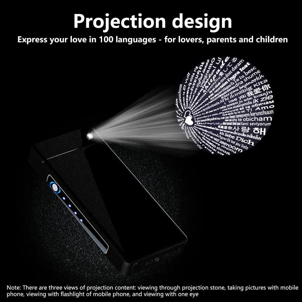 Electric Lighters Rechargeable with Projection Flameless Windproof Plasma Arc Lighter with Battery Indicator Portable Pocket Lighter for Candles,Fireworks （Matte Dark）