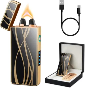Electric Lighters Windproof & Flameless with USB Rechargeable Plasma Arc Lighter with Safety Switch Lighters for Camping, Hiking, Outdoor Activities(Streamline)