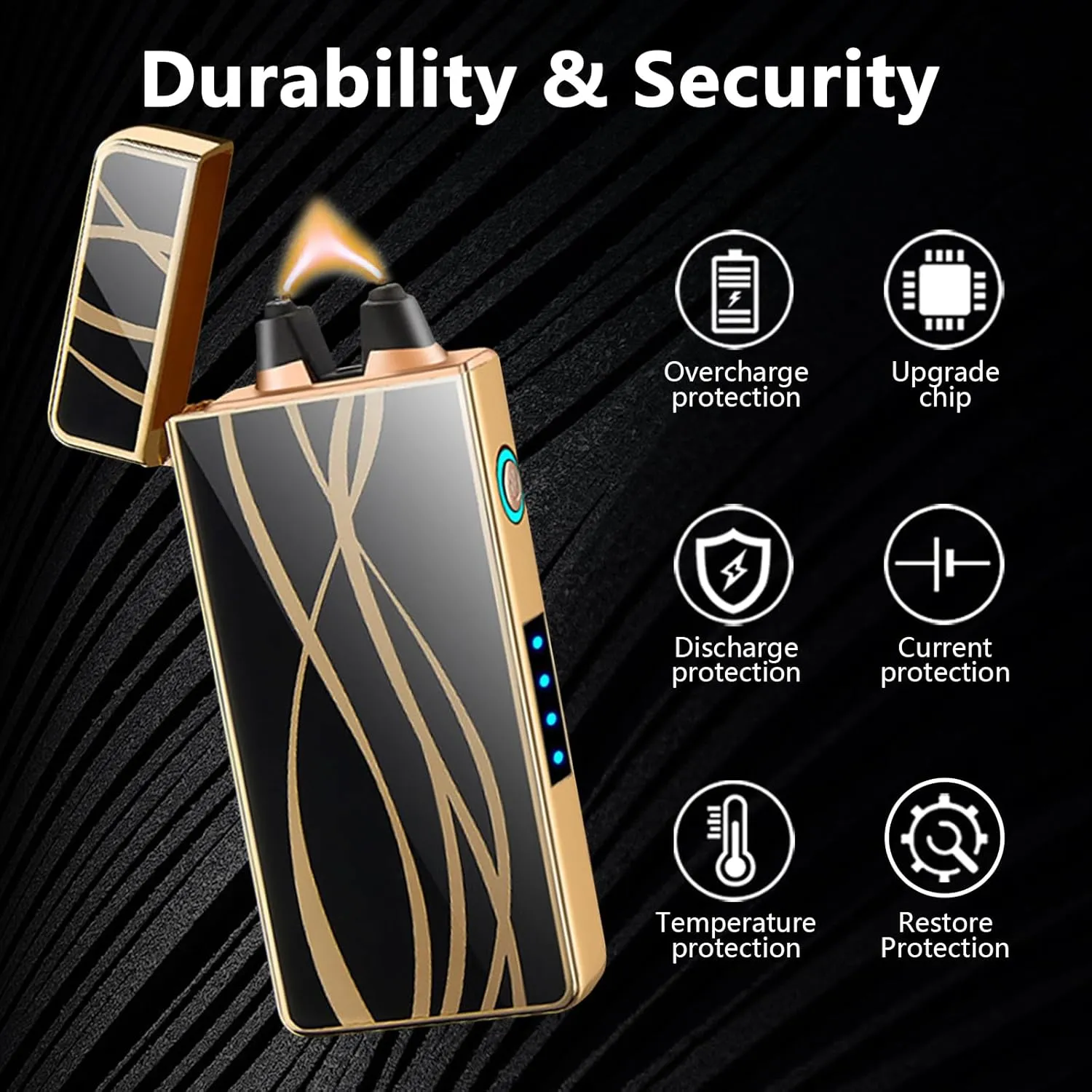 Electric Lighters Windproof & Flameless with USB Rechargeable Plasma Arc Lighter with Safety Switch Lighters for Camping, Hiking, Outdoor Activities(Streamline)