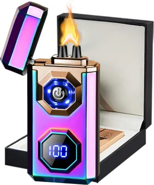 Electric Lighter,Type-C Arc Lighters Rechargeable,Windproof Lighter with LED Battery Display and LED Lighting, Suitable for Camping,Scented Candles,As a Gift for Friends(Color Glossy)