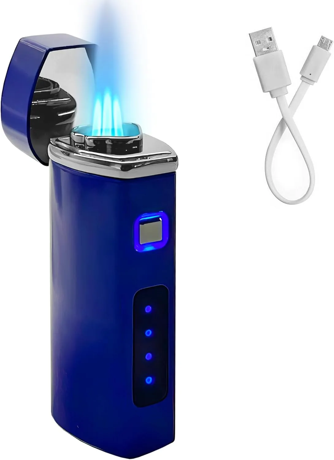 Electric Torch Lighter - Windproof Triple Jet Flame Lighter - Refillable Butane, adjustable, Micro USB Charging - Best Lighter for Enthusiasts