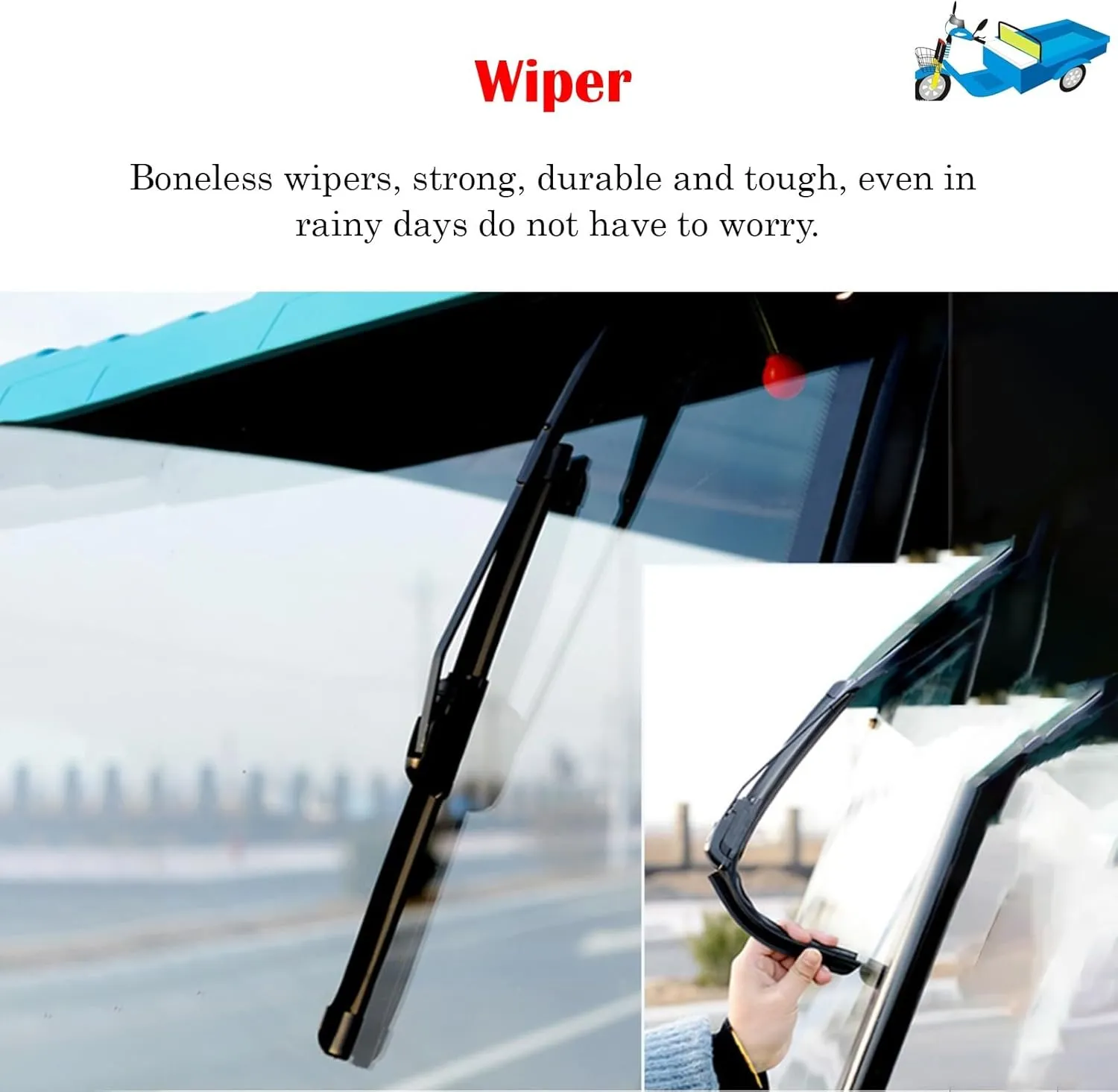 Electric Tricycle Protective Cover for Rain Sun Snow Proof, Sanbengzi Cover with Wipers & Reflective Strips, Easy to Install Tricycle Frame Canopy(Red,31.5inch/80cm Wide)