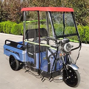 Electric Tricycle Protective Cover for Rain Sun Snow Proof, Sanbengzi Cover with Wipers & Reflective Strips, Easy to Install Tricycle Frame Canopy(Red,31.5inch/80cm Wide)