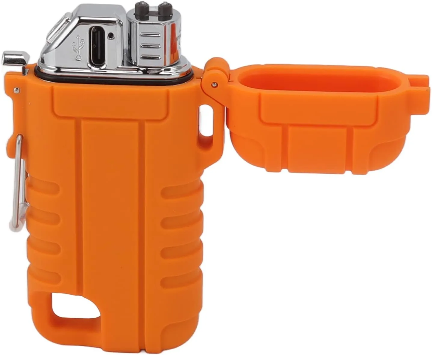Electric USB Lighter Portable Reusable Dual Arc Lighter USB Rechargeable Retractable Hose Windproof IPX7 Waterproof Travel Camping (Orange)